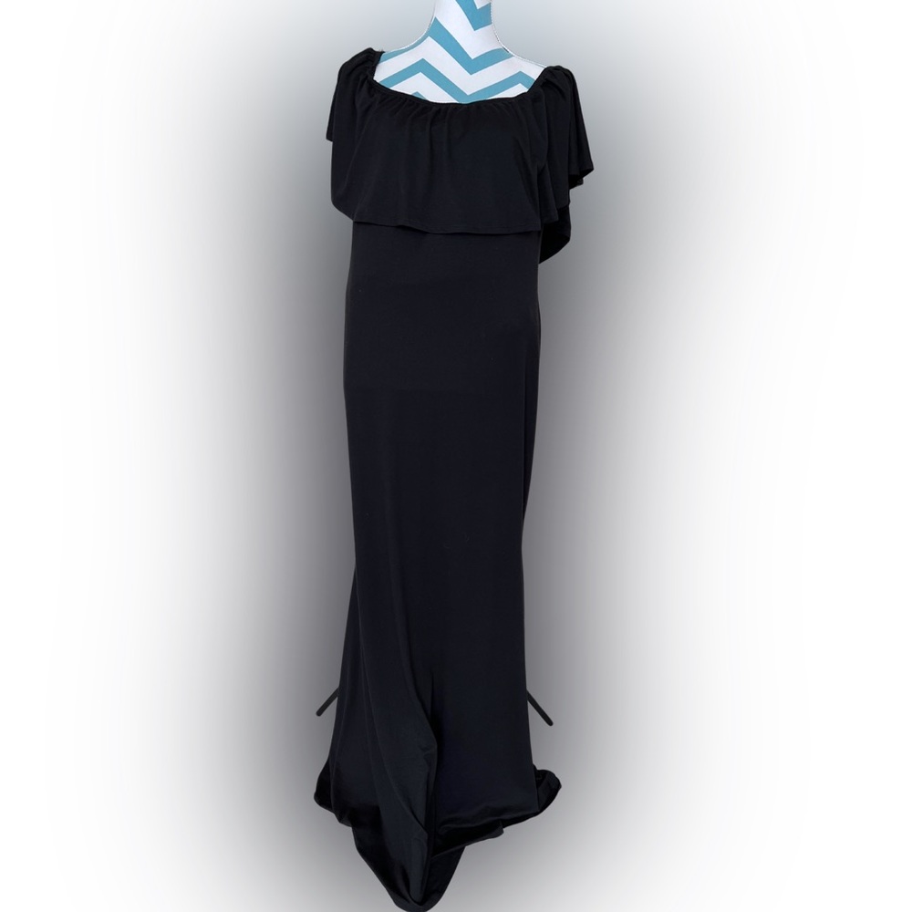 PinkBlush Black Ruffle Off Shoulder Mermaid Maternity Photoshoot Dress size 1XL